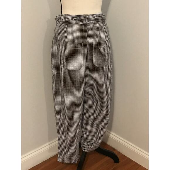 Anthropologie Cartonnier Tie-Waist Black/White Gingham Trousers - Size 10 - Picture 3 of 10